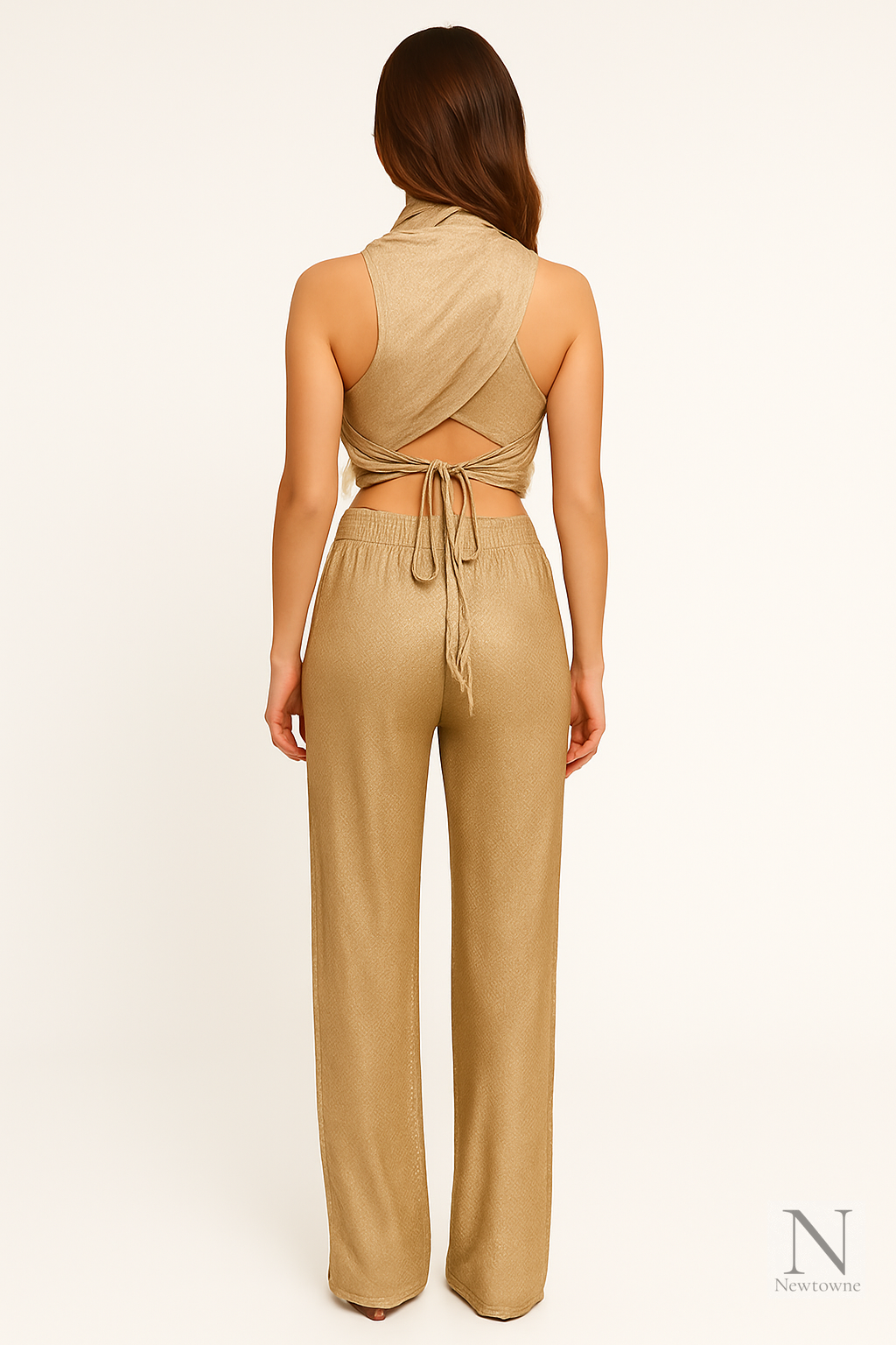 LaQuan Smith High Waisted Gold Sequin Leggings