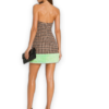 Area NYC Faux Fur Trim Strapless Mini — Caramel Multi