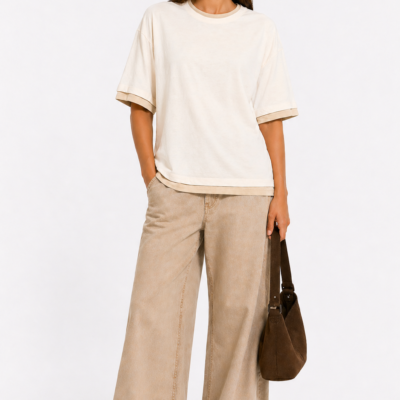 Aya Muse Double Layer T-Shirt — Khaki