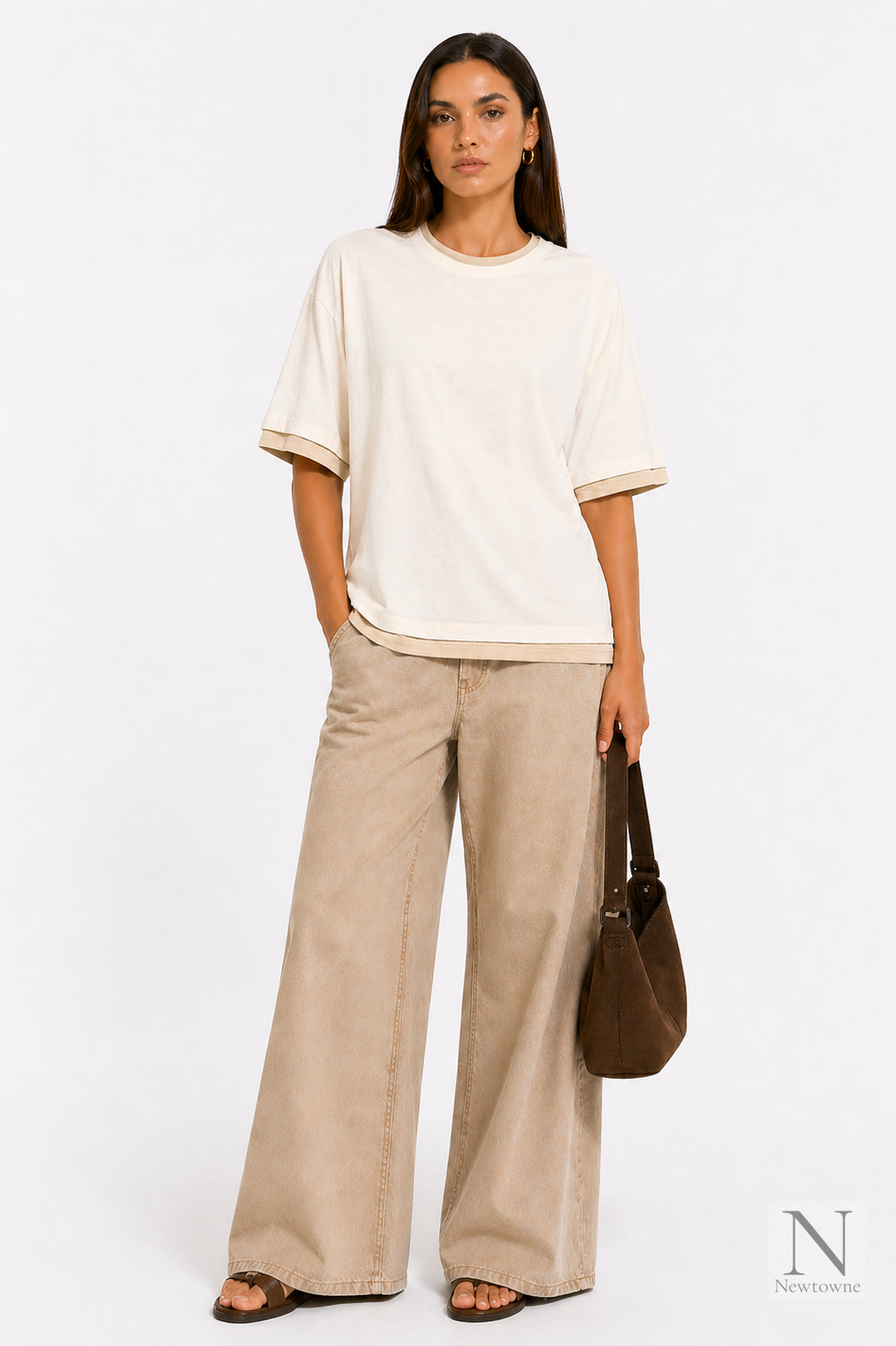 Aya Muse Double Layer T-Shirt — Khaki