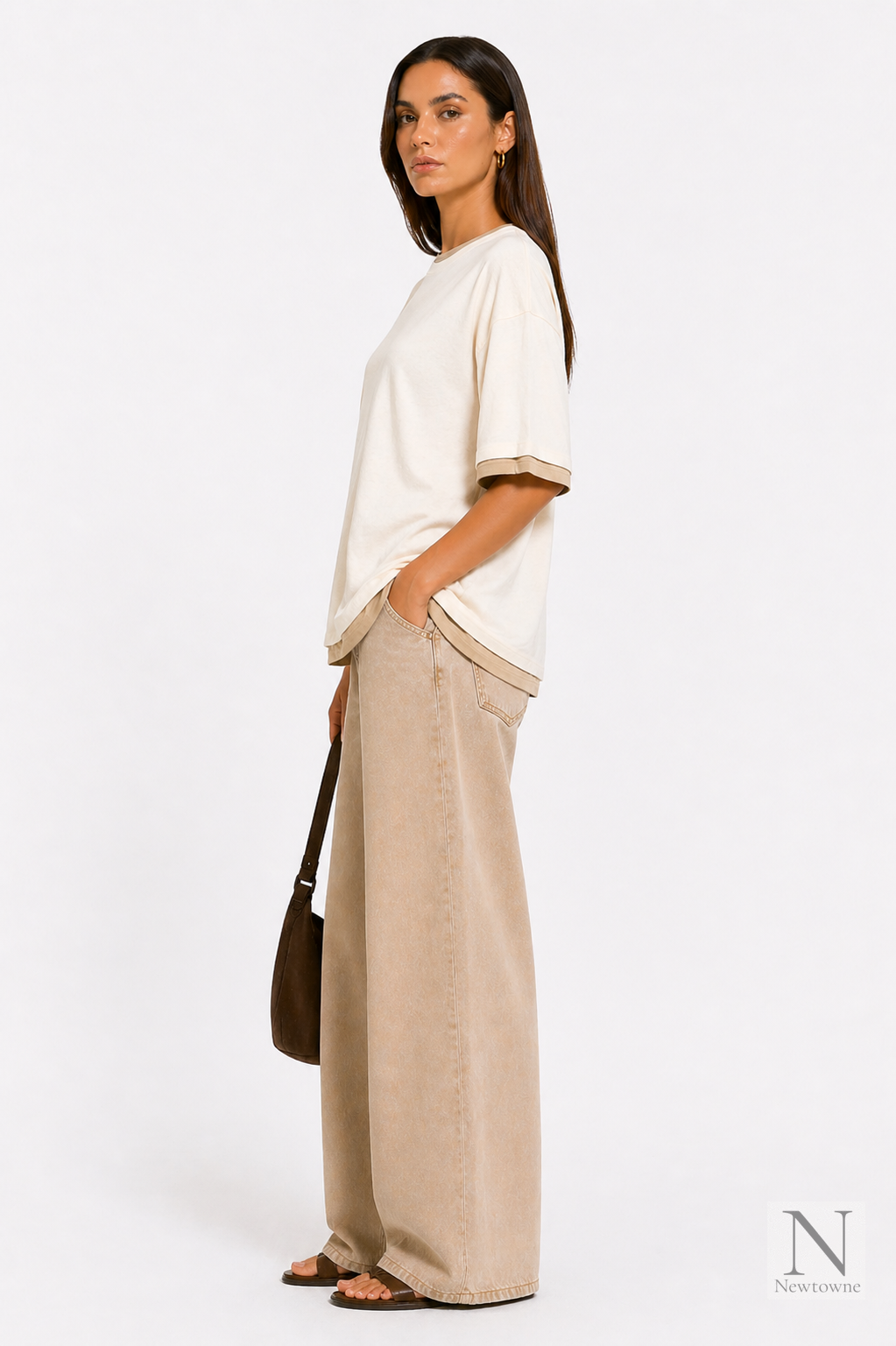 Aya Muse Double Layer T-Shirt — Khaki