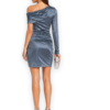 Atlein One Shoulder One Sleeve Shiny Jersey Draped Mini Terre Dress