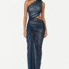 Atlein One Shoulder Ruched Cut Out Gown Dress