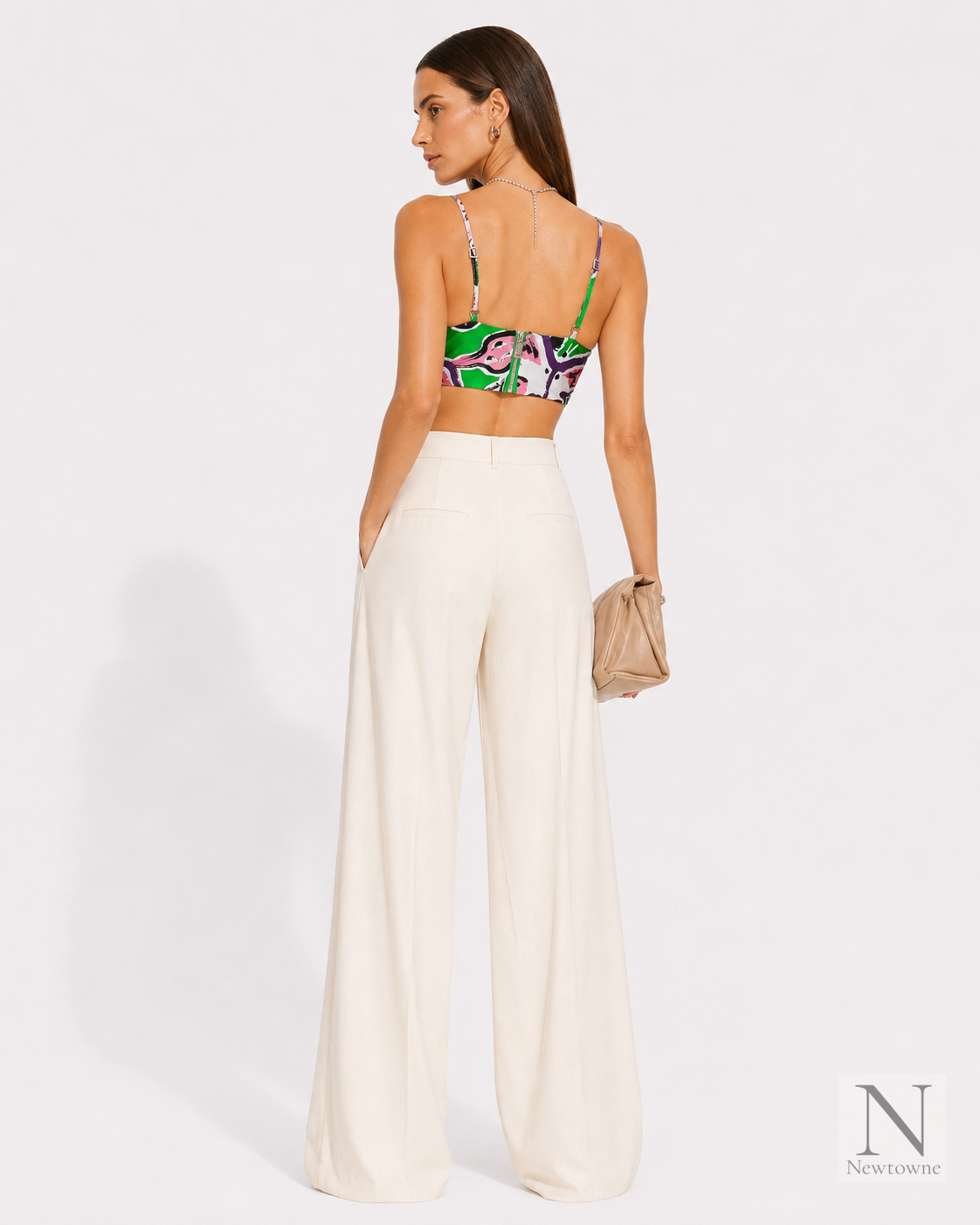 Area NYC Butterfly Printed Cami Top — Green Multi