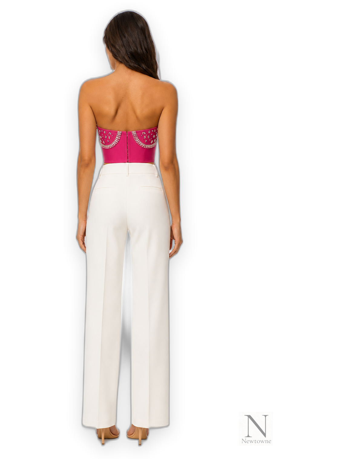 Area NYC Crystal Watermelon Cup Bustier — Fuchsia