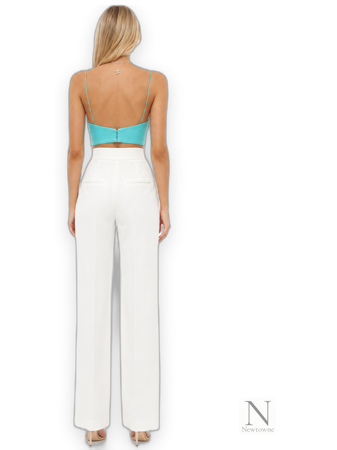 Alex Perry Bikini Cowl Drape Crop Top — Aquamarine