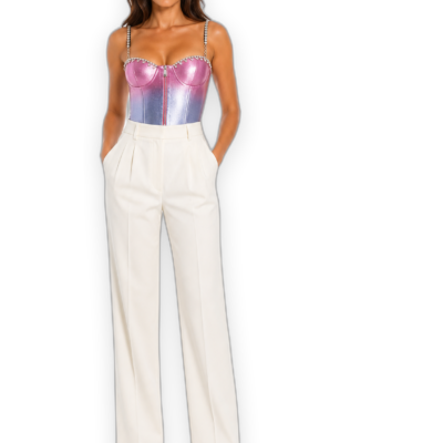 Area NYC Ombre Multi Crystal Bustier — Pink