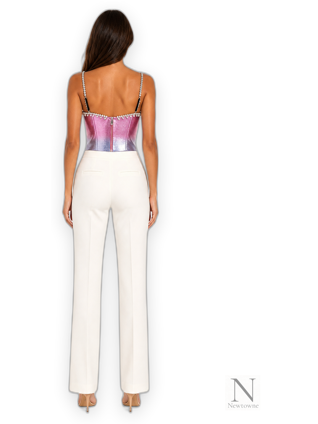 Area NYC Ombre Multi Crystal Bustier — Pink