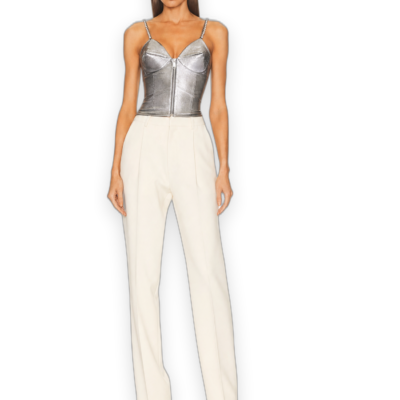 Area NYC Pyramid Cup Corset Top — Silver