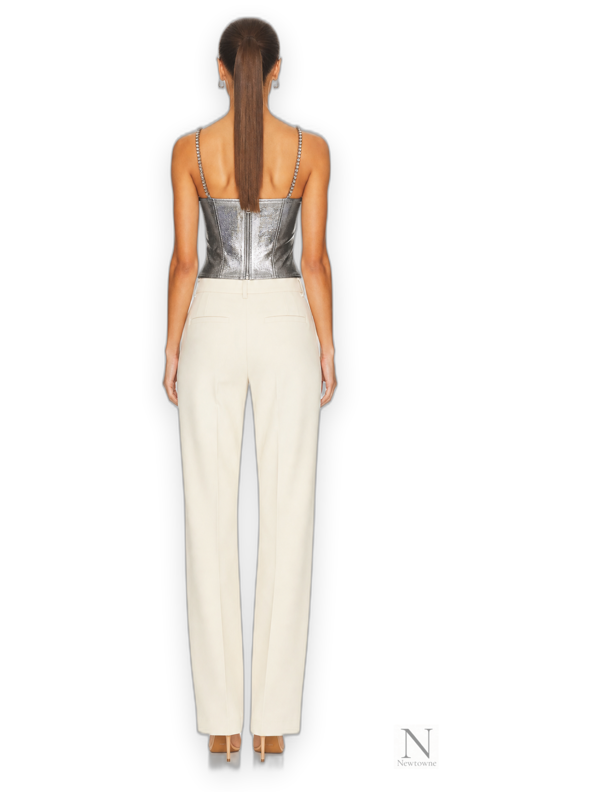 Area NYC Pyramid Cup Corset Top — Silver