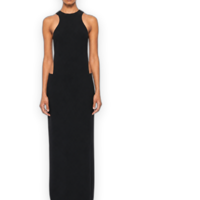 Monot Drawstring Halterneck Cut Out Dress — Black