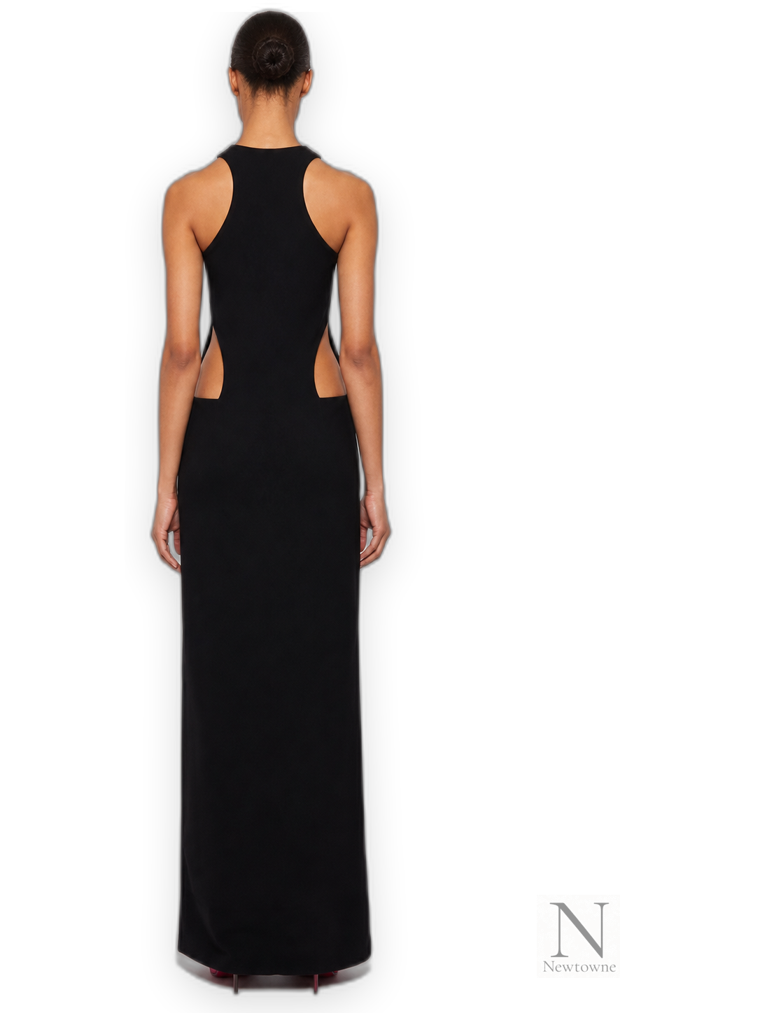 Monot Drawstring Halterneck Cut Out Dress — Black