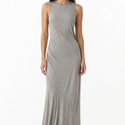 Atlein Sleeveless Bias Long Dress — Grey