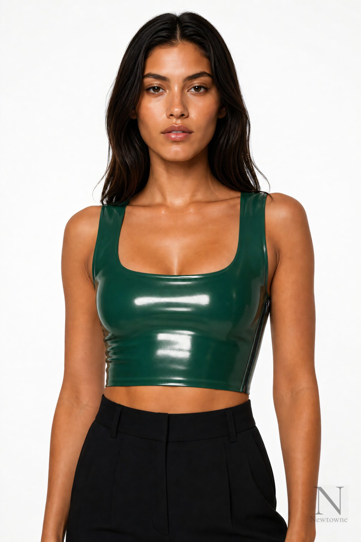 Alessandro Vigilante Latex Tank Top Bra — Jade Green