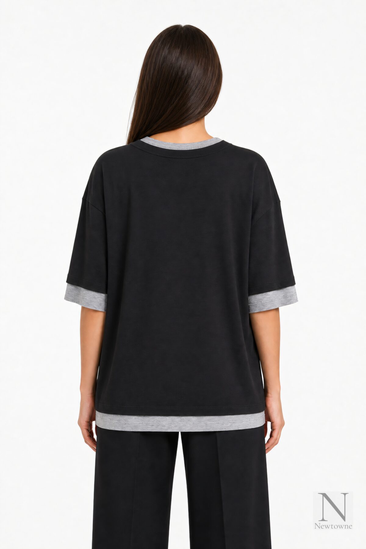 Aya Muse Double Layer T-Shirt — Black