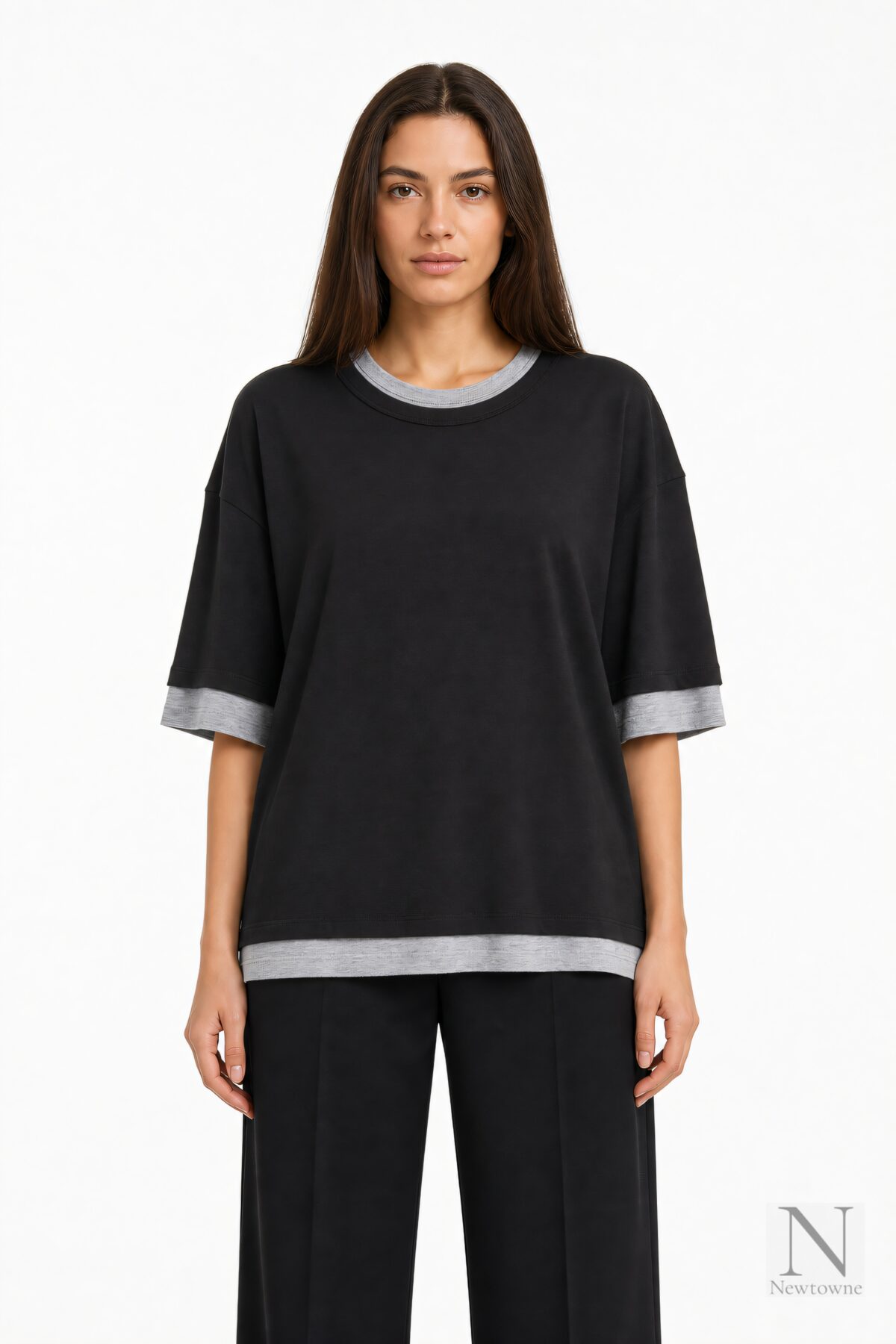 Aya Muse Double Layer T-Shirt — Black