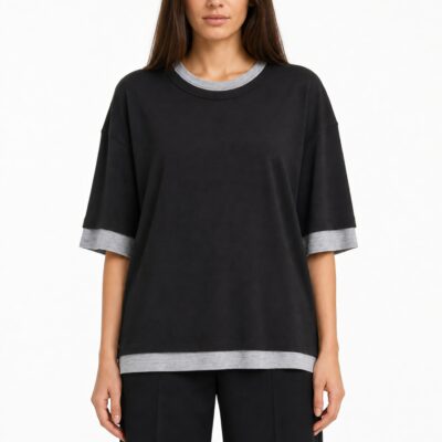Aya Muse Double Layer T-Shirt — Black