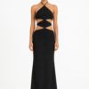 Monot Halterneck Diamond Cut Out Dress — Black