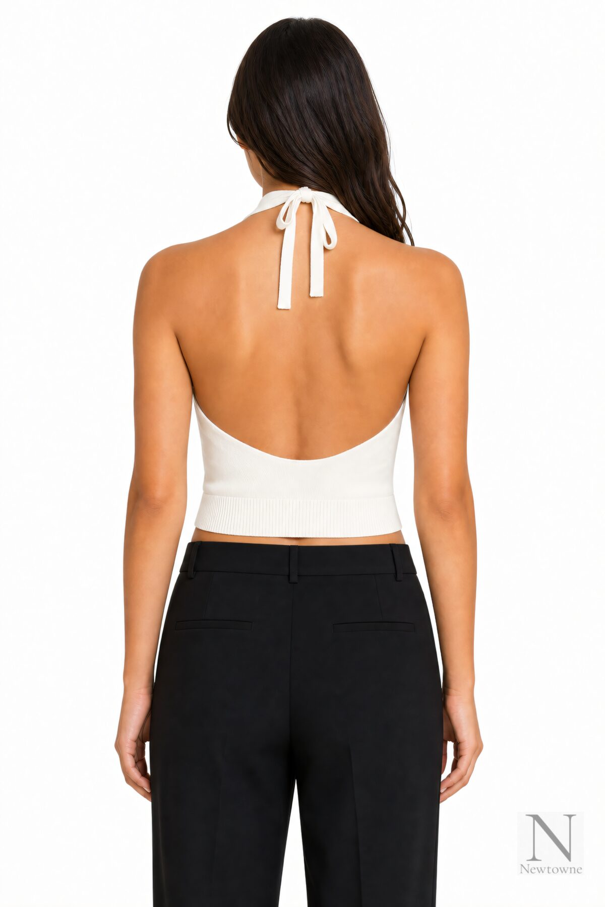 Aya Muse Knit Halter Top — Cream
