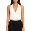 Aya Muse Knit Halter Top — Cream
