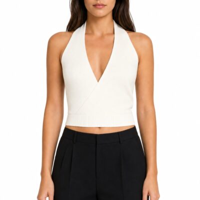 Aya Muse Knit Halter Top — Cream