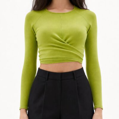 JoosTricot Ballet Wrap Top — Pear