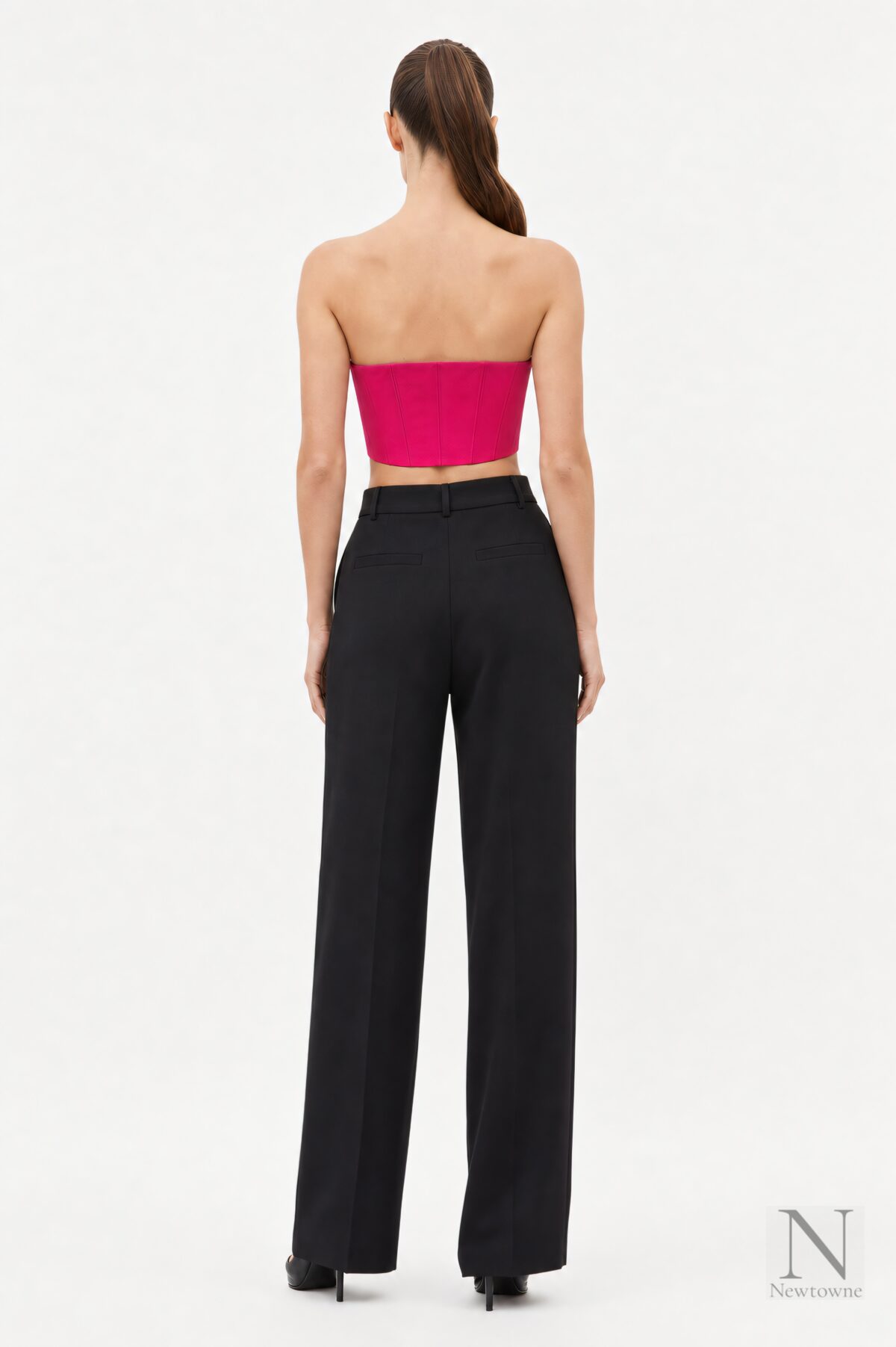 LaQuan Smith Cropped Bustier — Fuchsia