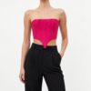 LaQuan Smith Cropped Bustier — Fuchsia