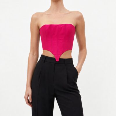 LaQuan Smith Cropped Bustier — Fuchsia