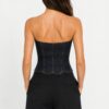 Magda Butrym Flower Bustier Denim Corset Top — Black