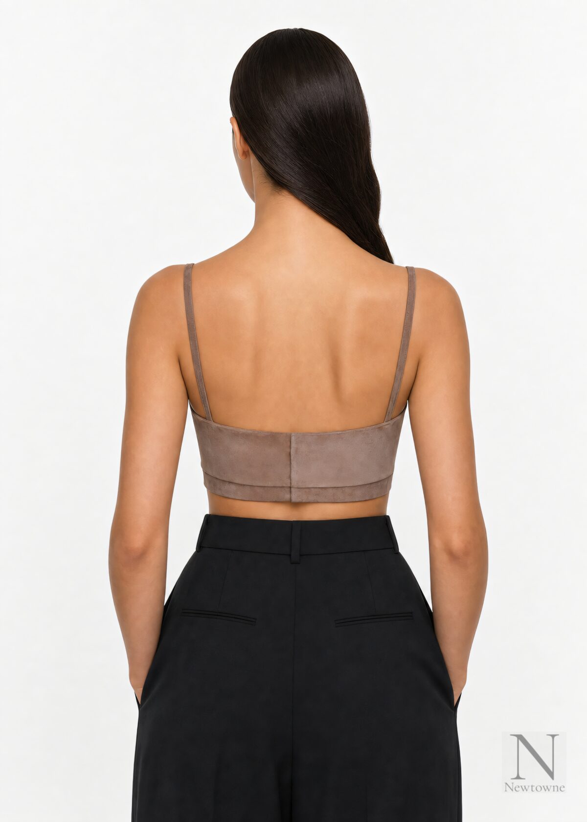 Magda Butrym Sweetheart Suede Bra Top — Brown