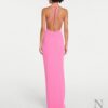 Monot Halterneck Petal Cut Out Dress — Pink