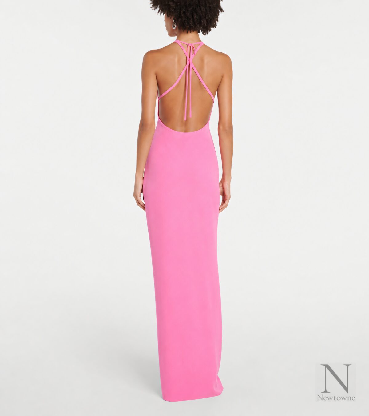 Monot Halterneck Petal Cut Out Dress — Pink