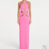 Monot Halterneck Petal Cut Out Dress — Pink