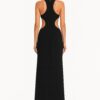 Monot Racer Cut Dress With Cut Outs — Black