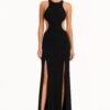 Monot Racer Cut Dress With Cut Outs — Black