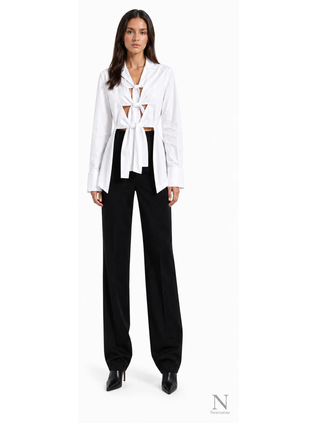 Sid Neigum Cotton Tie Blouse — White