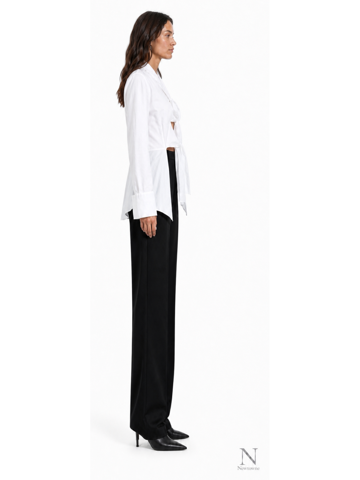 Sid Neigum Cotton Tie Blouse — White
