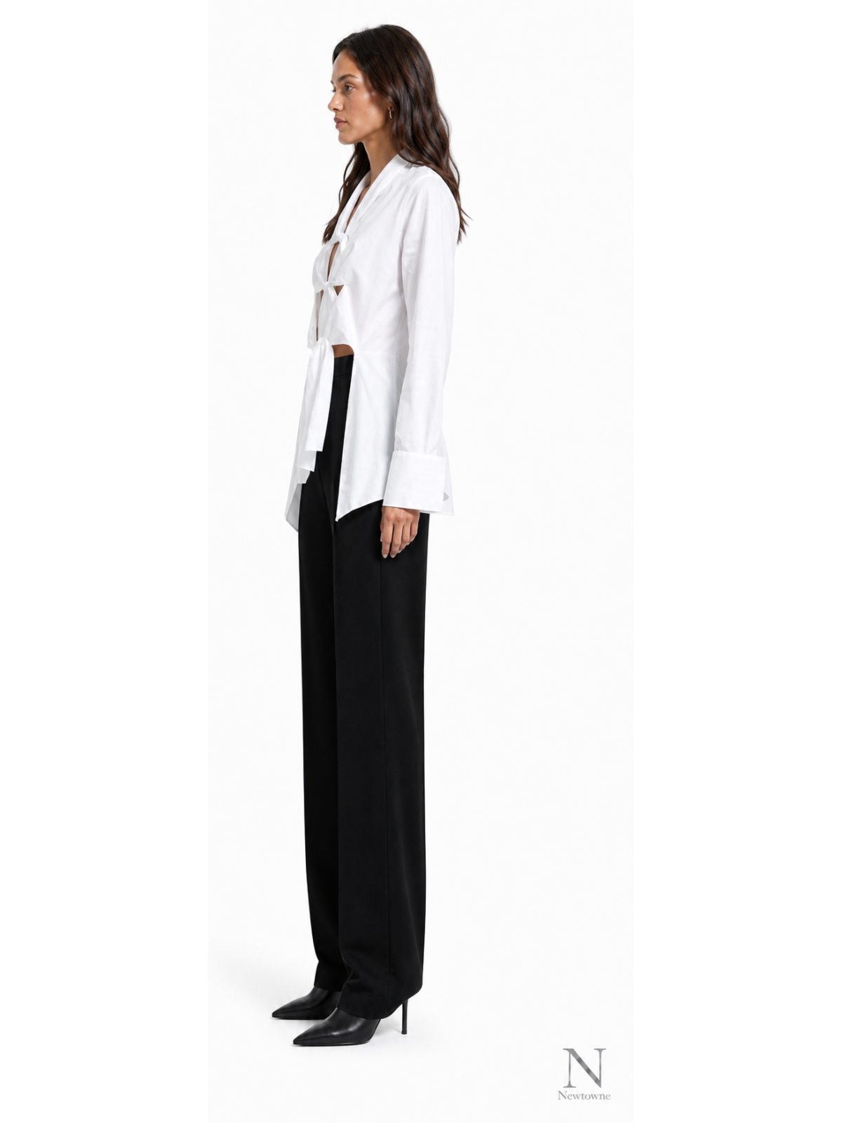 Sid Neigum Cotton Tie Blouse — White