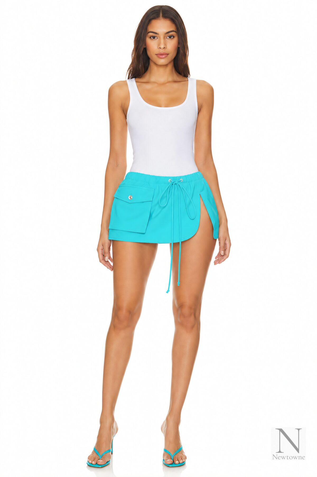 LaQuan Smith Mini Skirt with Slit — Aqua