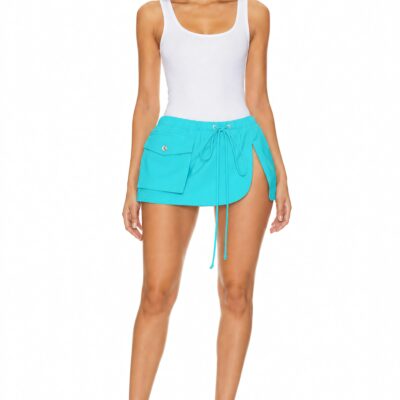 LaQuan Smith Mini Skirt with Slit — Aqua