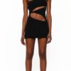 Monot Single Strap Cut Out Mini Dress — Black