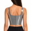 Alessandro Vigilante Latex Tank Top Bra — Metallic Grey