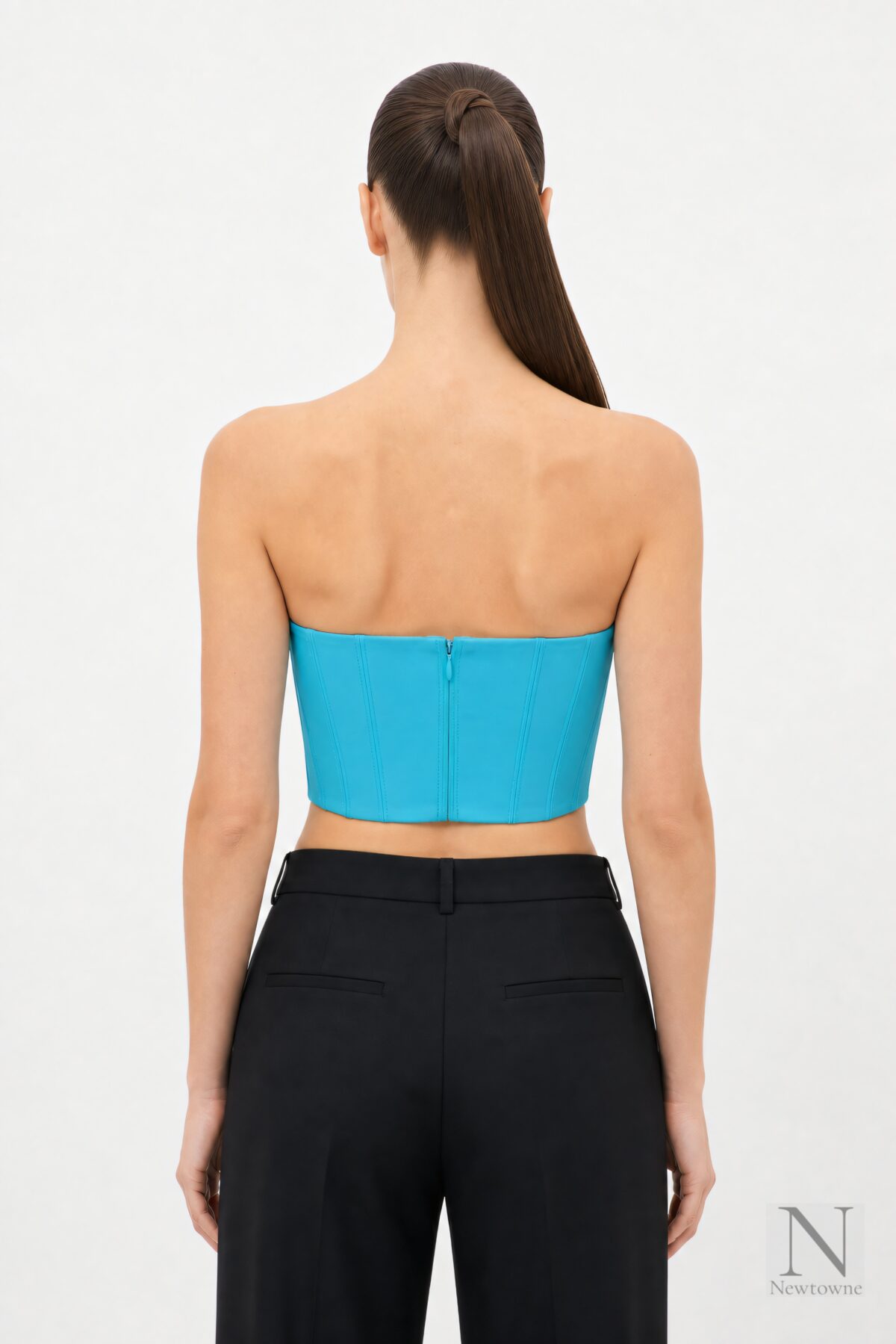 LaQuan Smith Cropped Bustier — Aqua
