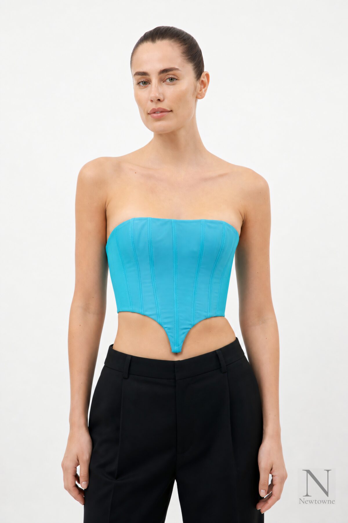 LaQuan Smith Cropped Bustier — Aqua