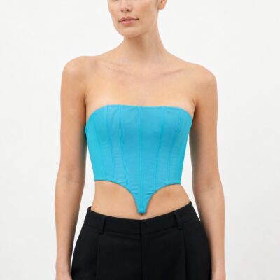 LaQuan Smith Cropped Bustier — Aqua