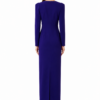 MONOT asymmetric V-neck long sleeve maxi dress in purple, back view