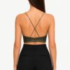 Alex Perry Tora bra top khaki — back, crossed straps, two-button closure