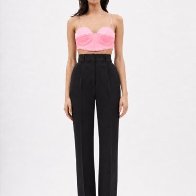 Alex Perry Tora bra top pink — front, thin shoulder straps, sweetheart neckline