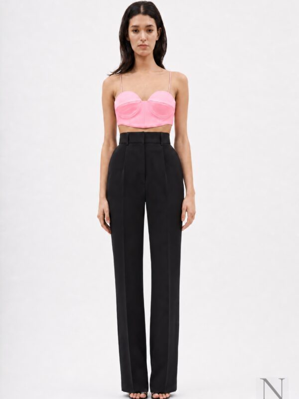 Alex Perry Tora bra top pink — front, thin shoulder straps, sweetheart neckline